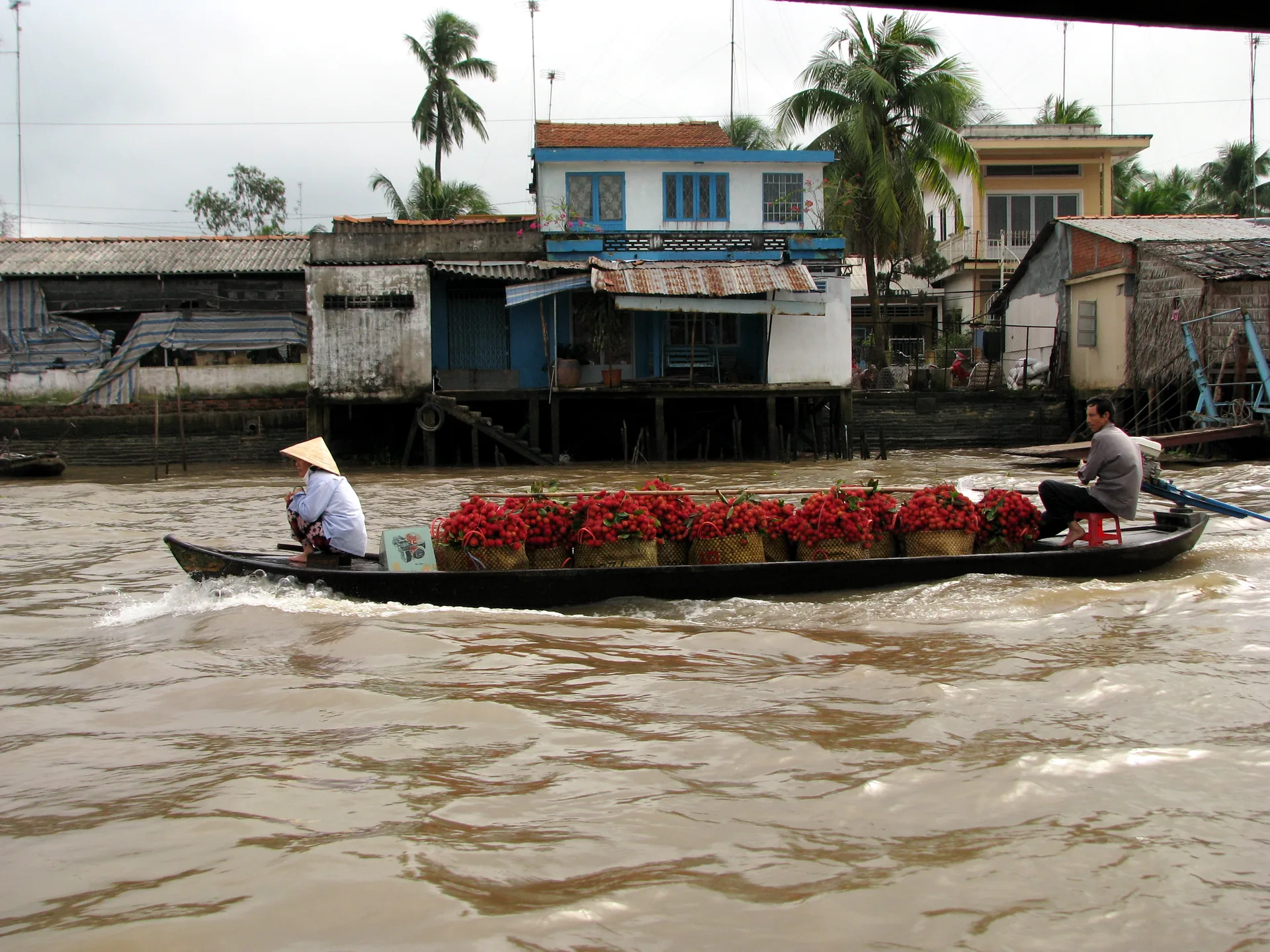 Mekong Delta Vietnam floating market — vendors sell produce from boats at dawn