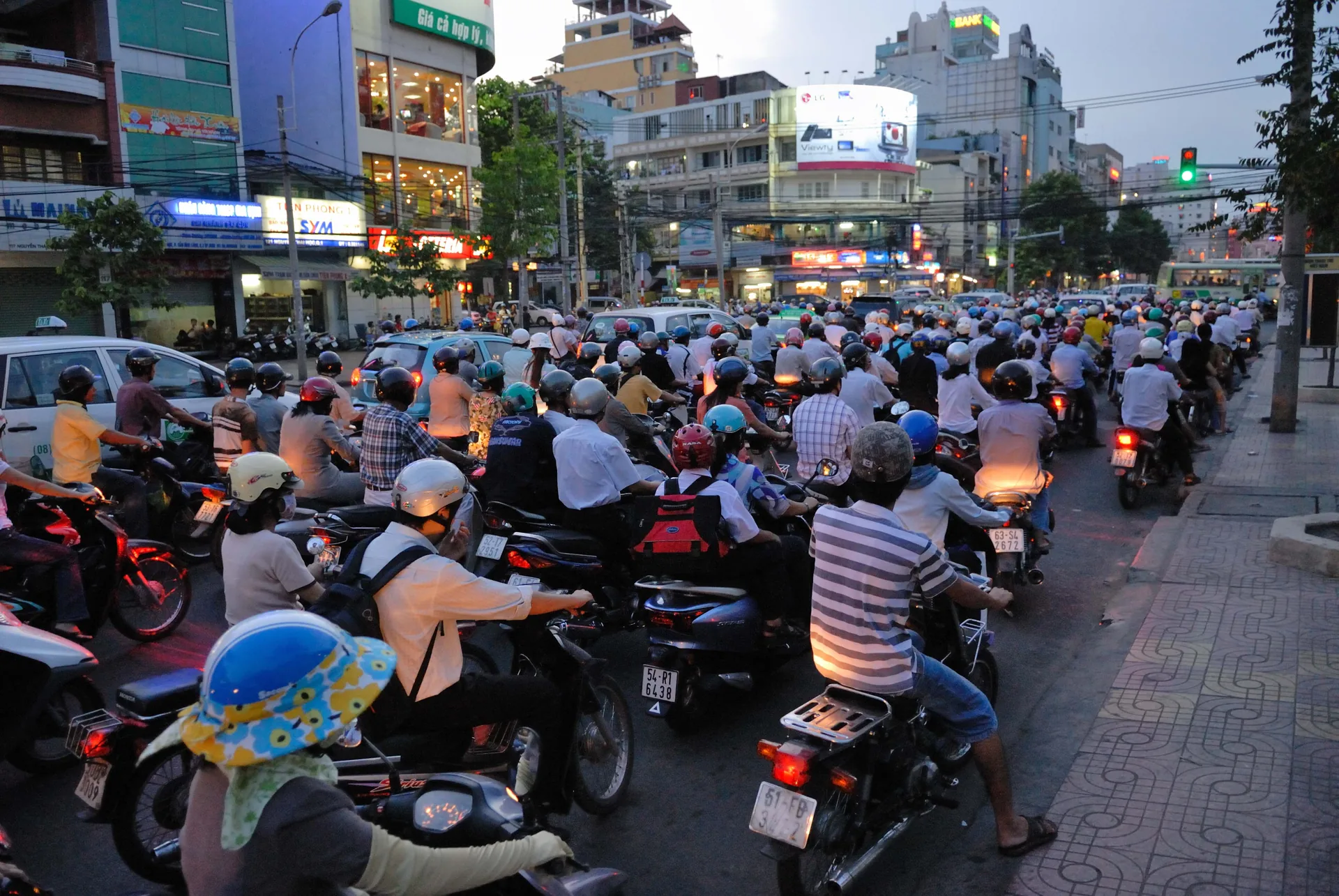 Vietnam motorbike street traffic Saigon — city traffic is dense but navigable once you understand the flow