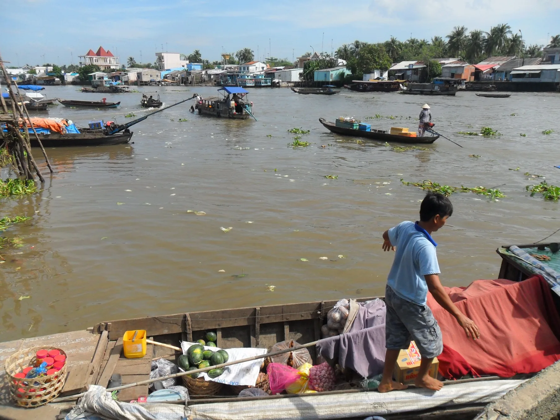 Mekong Delta river boat Vietnam — the flat delta landscape is home to unique wetland national parks