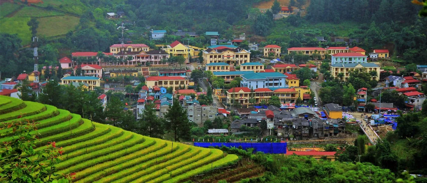 Golden terraced rice fields at Mu Cang Chai, Vietnam