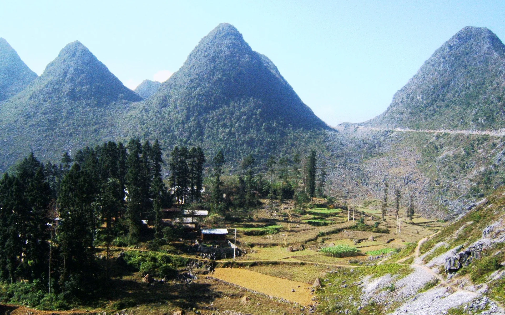 Dong Van karst plateau Ha Giang Vietnam — ancient limestone landscape with ethnic minority villages