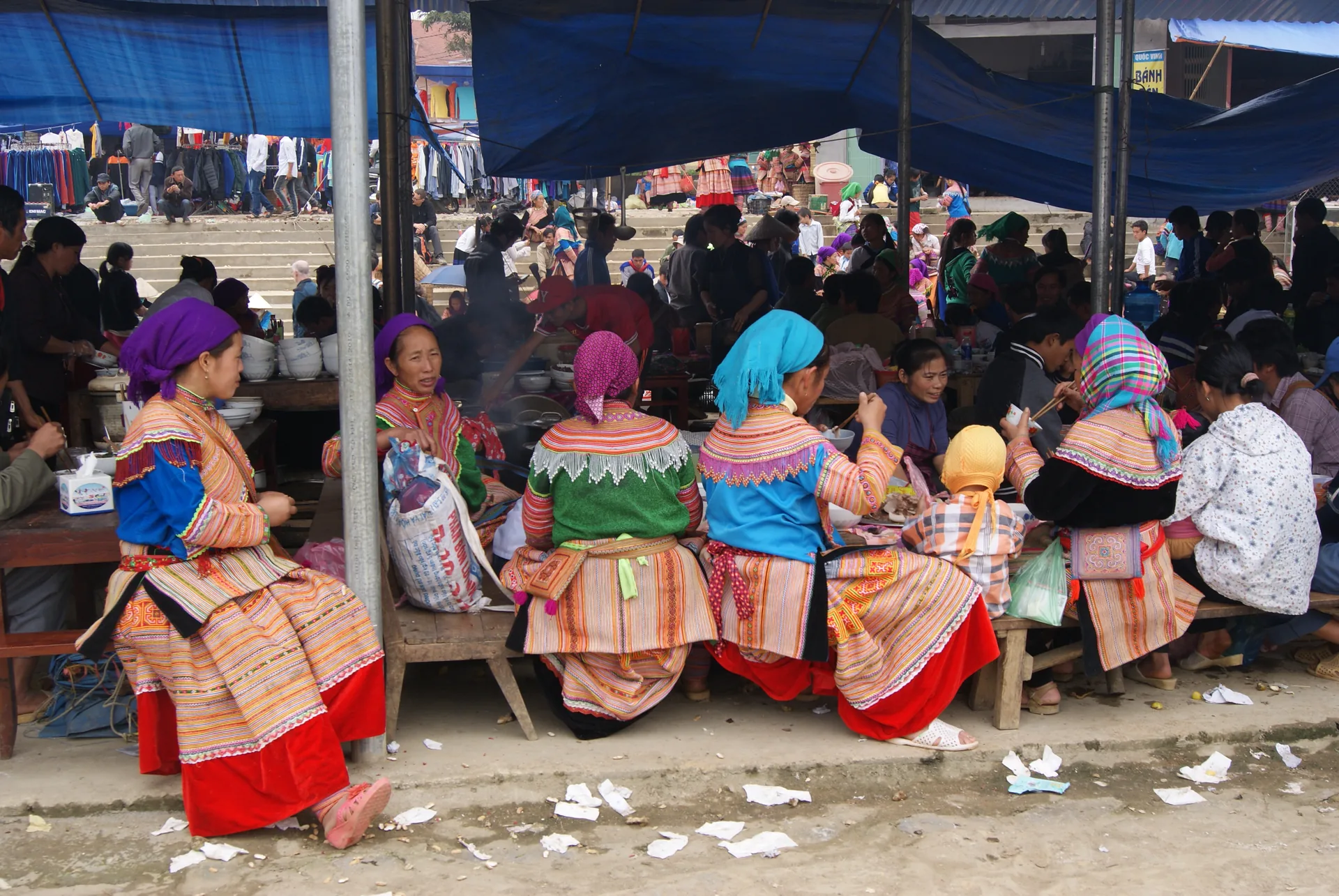 Vietnam street food market stall — most everyday stalls use fish sauce in all dishes, including vegetable ones