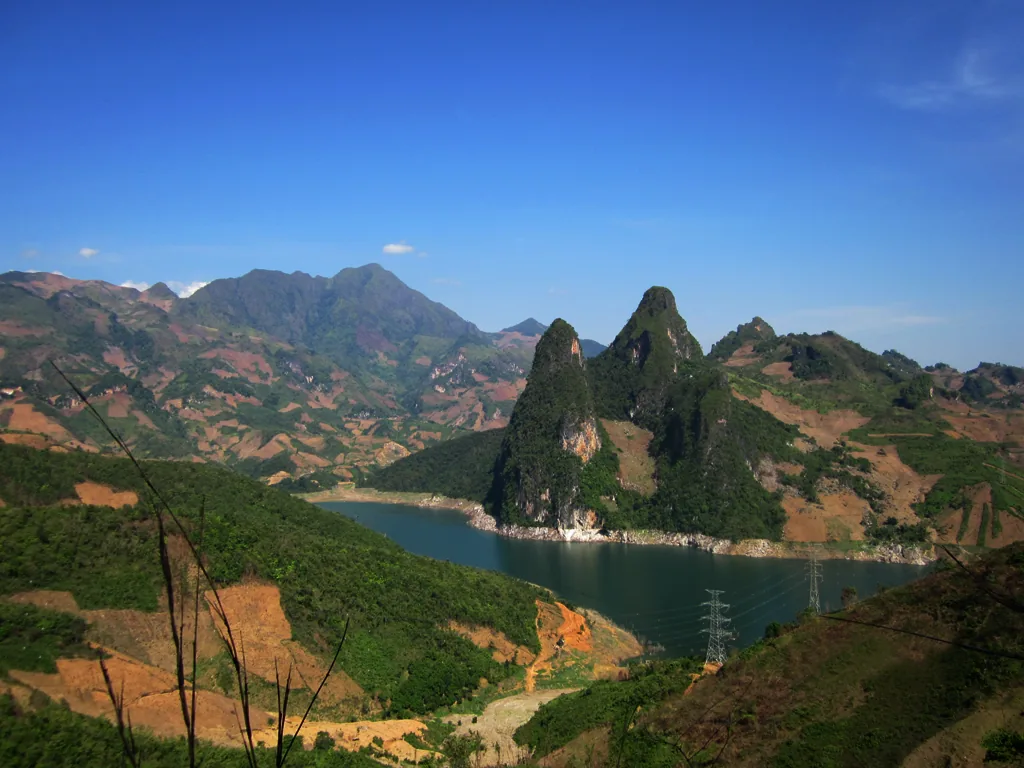Tea plantation hills in Moc Chau, Vietnam